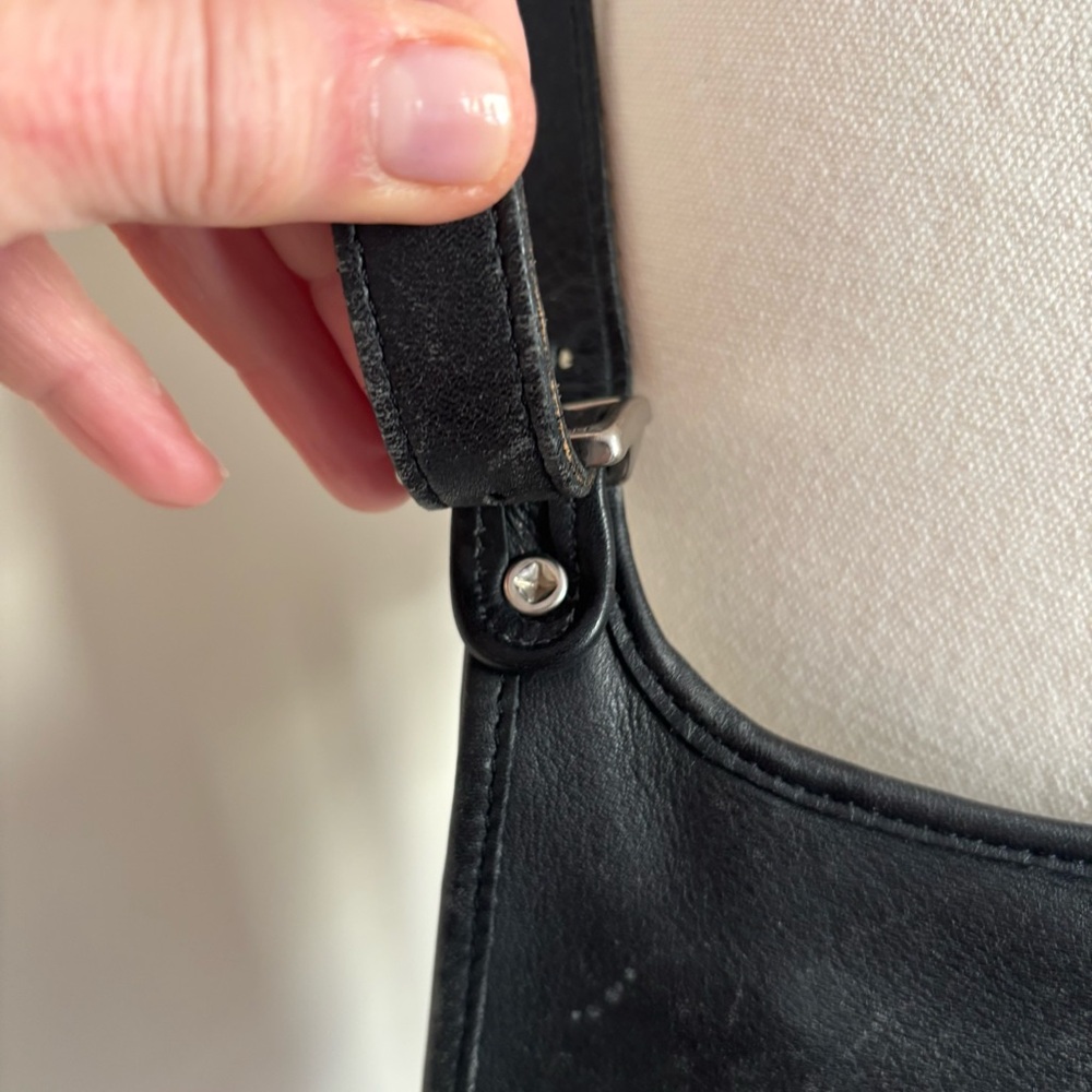 Coach VTG Hippie Flap Crossbody Black Leather Slim Saddle Boho Y2K - Picture 6 of 14